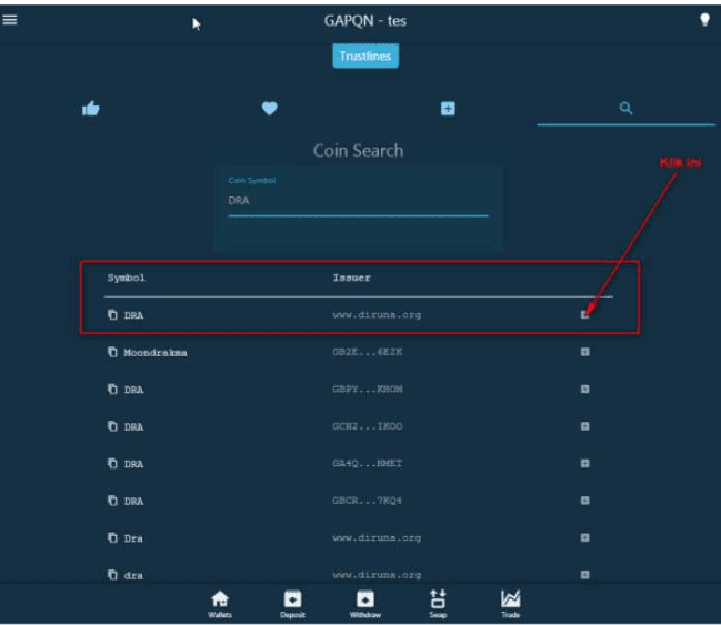 pilih nama aset yang akan di tambahkan